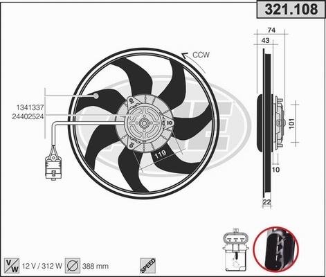 AHE 321.108 - Ventola, Raffreddamento motore www.autoricambi360.it