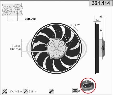 AHE 321.114 - Ventola, Raffreddamento motore www.autoricambi360.it