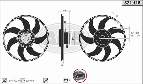 AHE 321.116 - Ventola, Raffreddamento motore www.autoricambi360.it