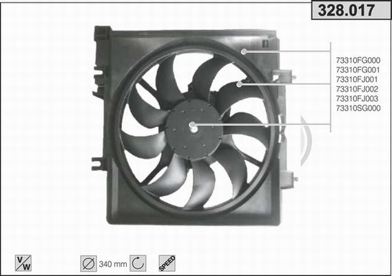 AHE 328.017 - Ventola, Raffreddamento motore www.autoricambi360.it