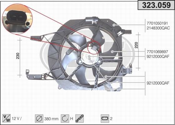 AHE 323.059 - Ventola, Raffreddamento motore www.autoricambi360.it