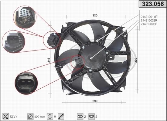 AHE 323.056 - Ventola, Raffreddamento motore www.autoricambi360.it