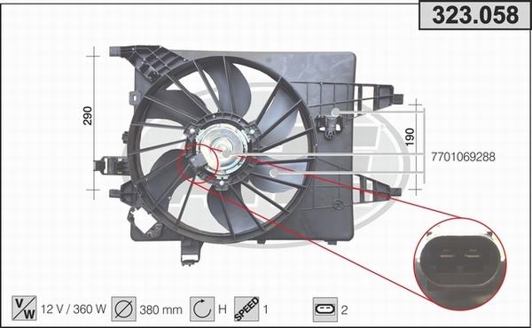 AHE 323.058 - Ventola, Raffreddamento motore www.autoricambi360.it
