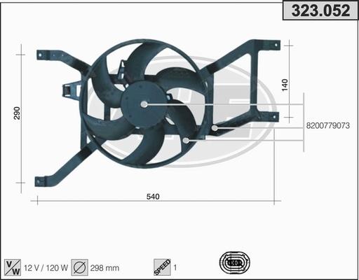 AHE 323.052 - Ventola, Raffreddamento motore www.autoricambi360.it