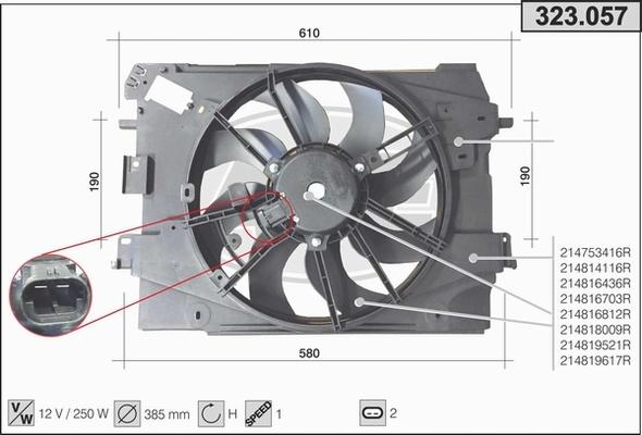 AHE 323.057 - Ventola, Raffreddamento motore www.autoricambi360.it