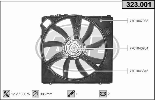 AHE 323.001 - Ventola, Raffreddamento motore www.autoricambi360.it