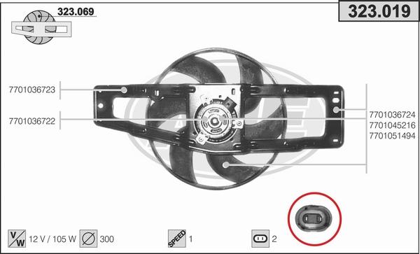 AHE 323.019 - Ventola, Raffreddamento motore www.autoricambi360.it