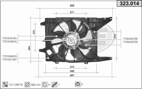 AHE 323.014 - Ventola, Raffreddamento motore www.autoricambi360.it