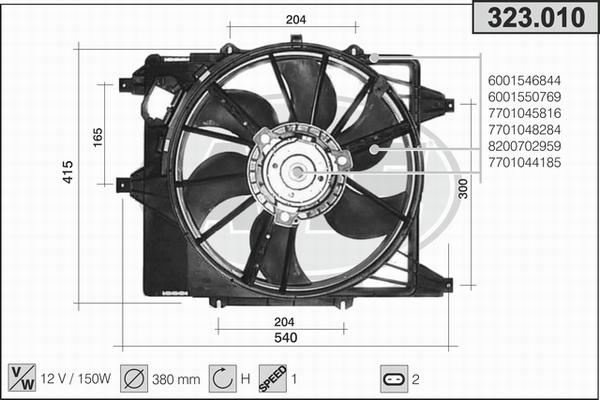 AHE 323.010 - Ventola, Raffreddamento motore www.autoricambi360.it
