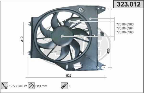 AHE 323.012 - Ventola, Raffreddamento motore www.autoricambi360.it
