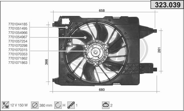 AHE 323.039 - Ventola, Raffreddamento motore www.autoricambi360.it