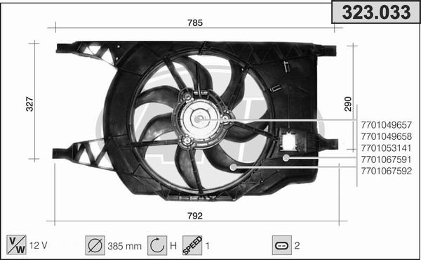 AHE 323.033 - Ventola, Raffreddamento motore www.autoricambi360.it