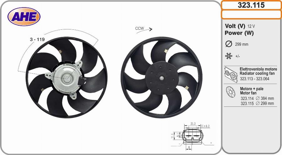 AHE 323.115 - Ventola, Raffreddamento motore www.autoricambi360.it