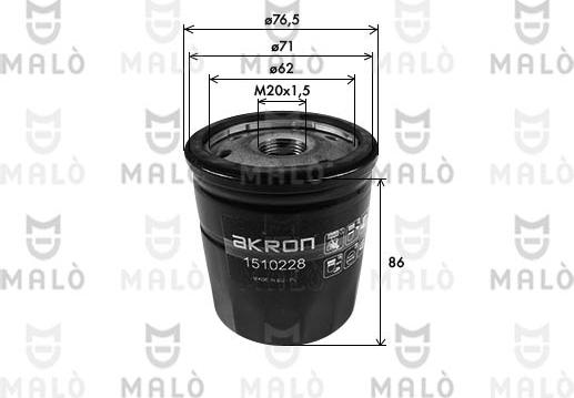 AKRON-MALÒ 1510228 - Filtro olio www.autoricambi360.it