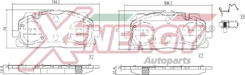 AP XENERGY X41401 - Kit pastiglie freno, Freno a disco www.autoricambi360.it