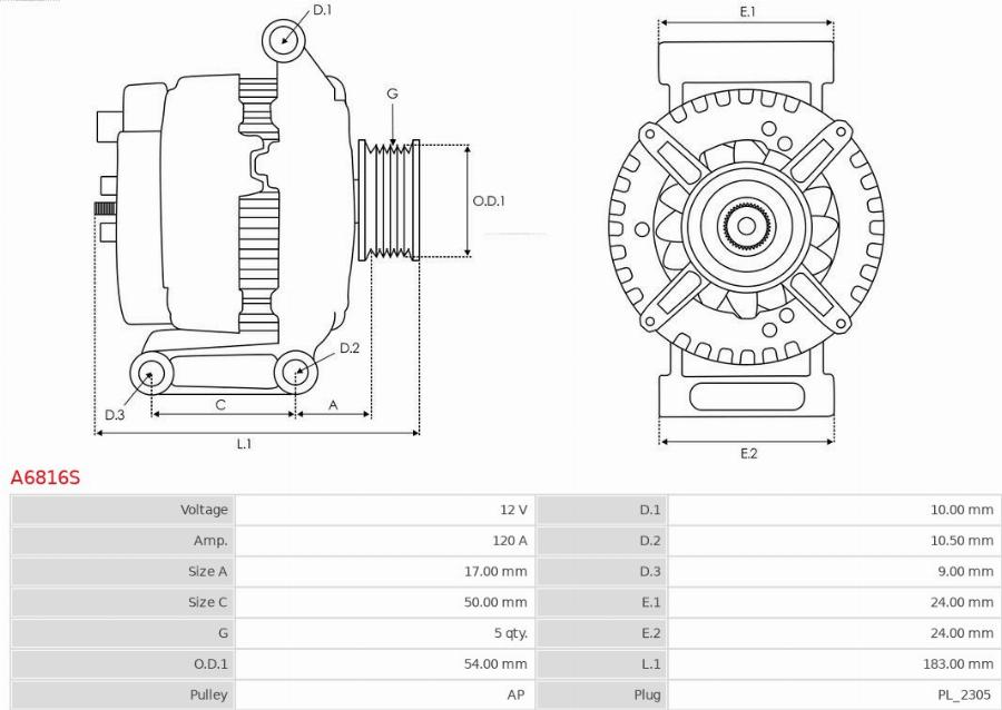 AS-PL A6816S - Alternatore www.autoricambi360.it