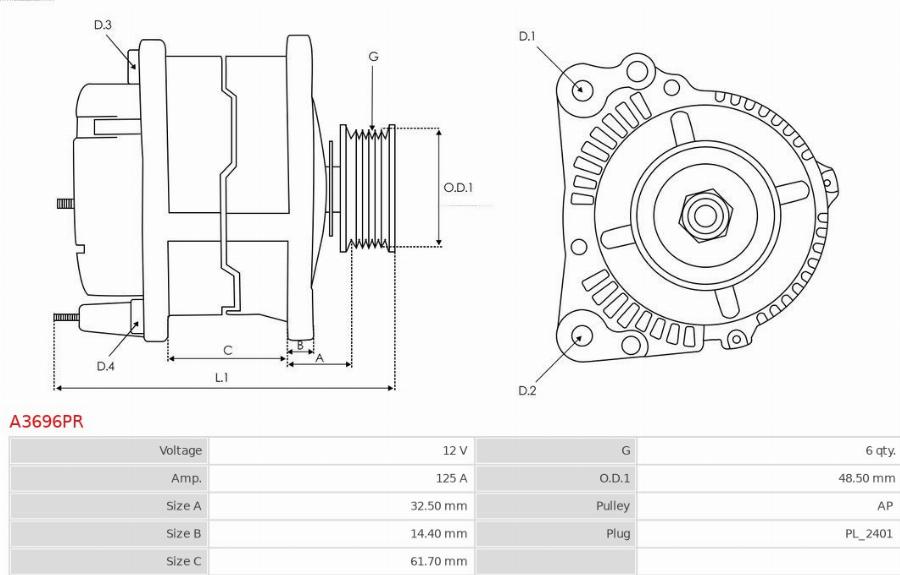 AS-PL A3696PR - Alternatore www.autoricambi360.it