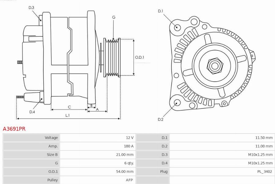 AS-PL A3691PR - Alternatore www.autoricambi360.it