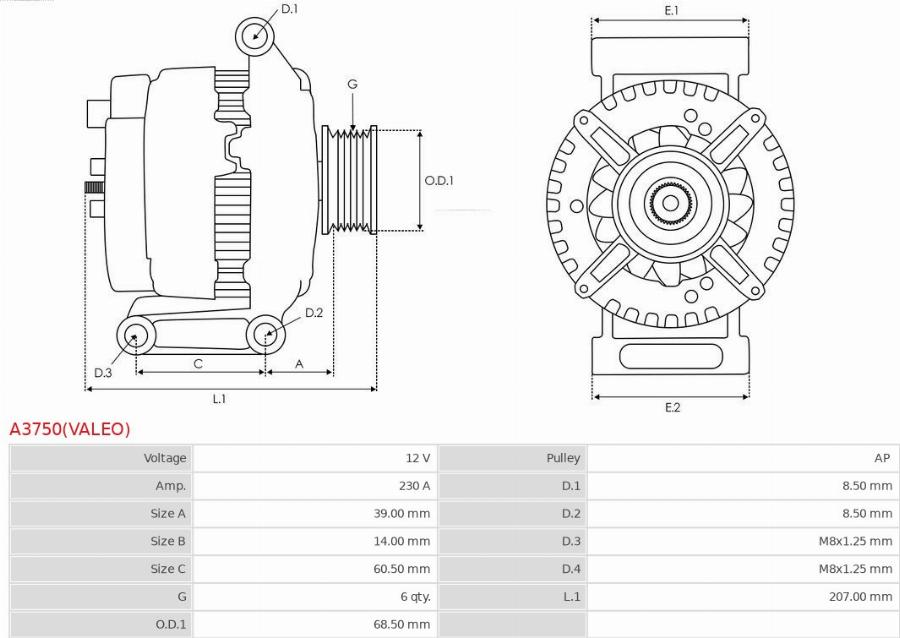 AS-PL A3750(VALEO) - Alternatore www.autoricambi360.it