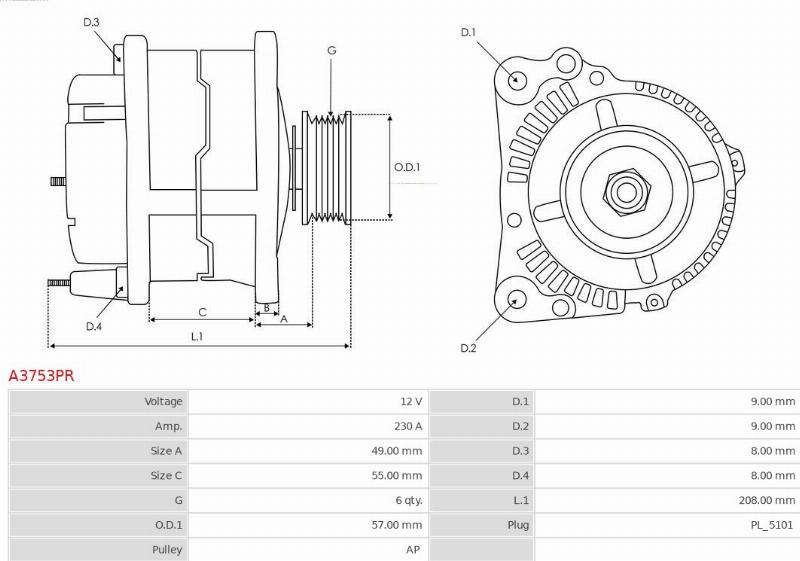 AS-PL A3753PR - Alternatore www.autoricambi360.it
