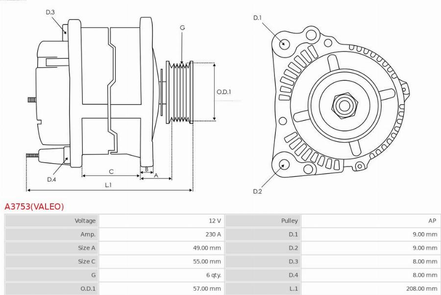 AS-PL A3753(VALEO) - Alternatore www.autoricambi360.it