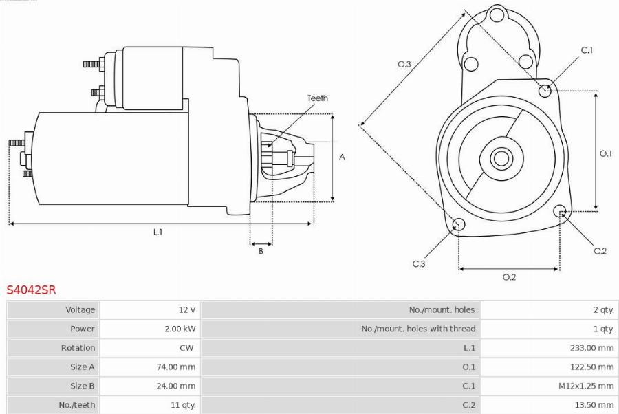 AS-PL S4042SR - Motorino d'avviamento www.autoricambi360.it