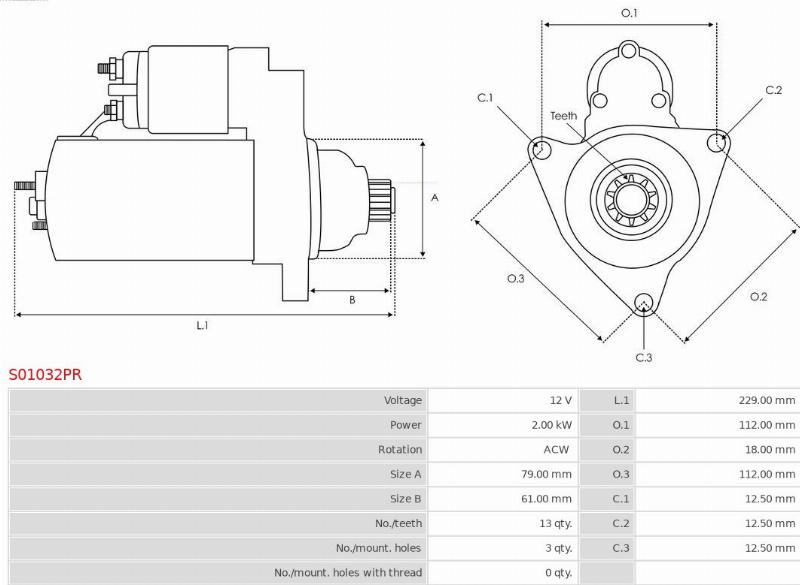 AS-PL S01032PR - Motorino d'avviamento www.autoricambi360.it