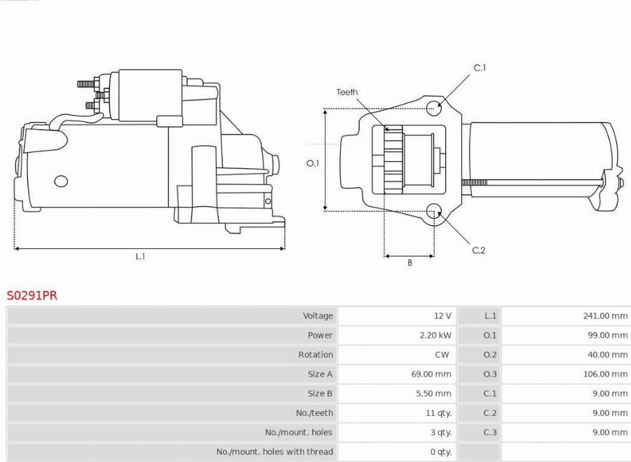 AS-PL S0291PR - Motorino d'avviamento www.autoricambi360.it