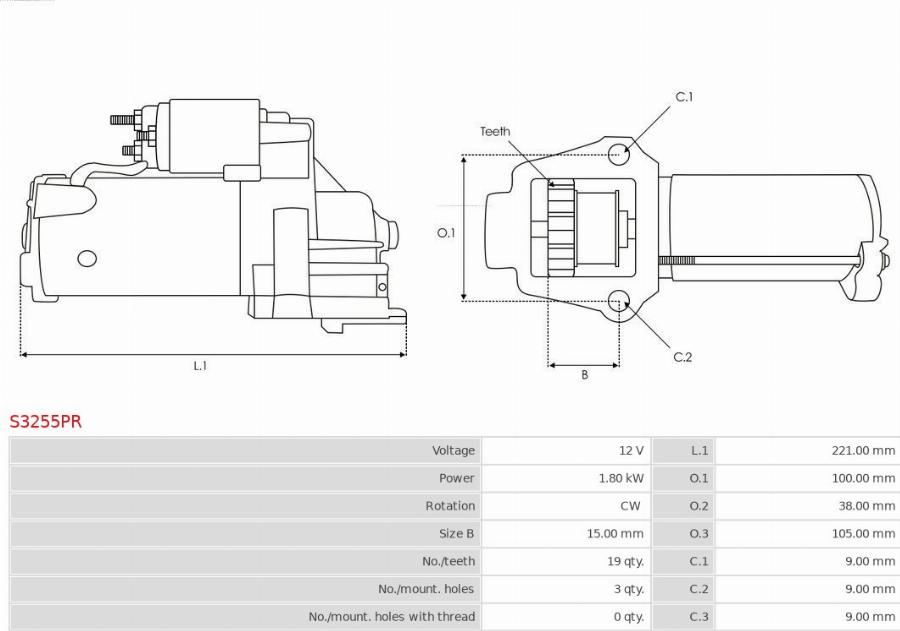 AS-PL S3255PR - Motorino d'avviamento www.autoricambi360.it