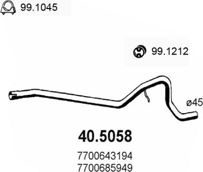 ASSO 40.5058 - Tubo gas scarico www.autoricambi360.it