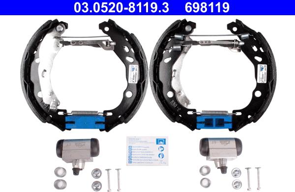 ATE 03.0520-8119.3 - Kit ganasce freno www.autoricambi360.it