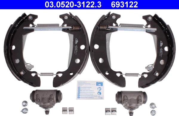 ATE 03.0520-3122.3 - Kit ganasce freno www.autoricambi360.it