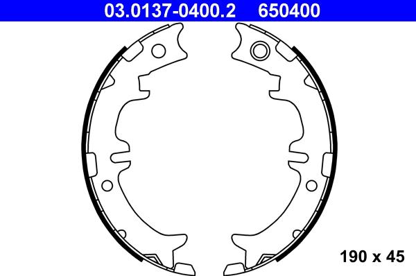 ATE 03.0137-0400.2 - Kit ganasce, Freno stazionamento www.autoricambi360.it