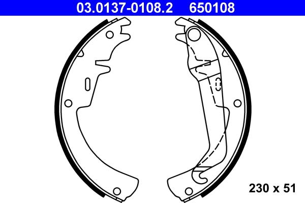 ATE 03.0137-0108.2 - Kit ganasce freno www.autoricambi360.it