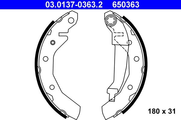 ATE 03.0137-0363.2 - Kit ganasce freno www.autoricambi360.it