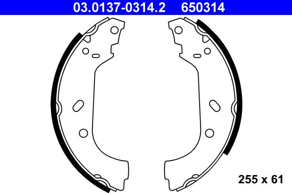 ATE 03.0137-0314.2 - Kit ganasce freno www.autoricambi360.it