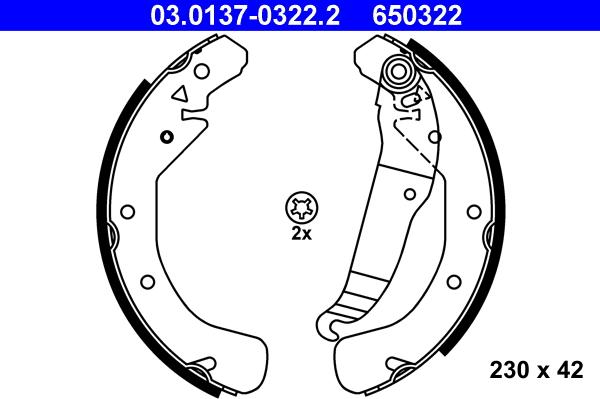 ATE 03.0137-0322.2 - Kit ganasce freno www.autoricambi360.it