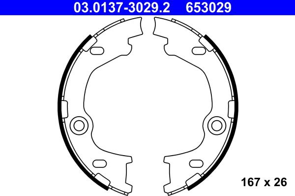 ATE 03.0137-3029.2 - Kit ganasce, Freno stazionamento www.autoricambi360.it