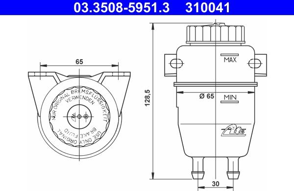 ATE 03.3508-5951.3 - Serbatoio compensazione, Liquido freni www.autoricambi360.it