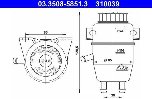 ATE 03.3508-5851.3 - Serbatoio compensazione, Liquido freni www.autoricambi360.it