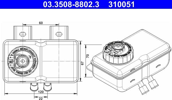 ATE 03.3508-8802.3 - Serbatoio compensazione, Liquido freni www.autoricambi360.it