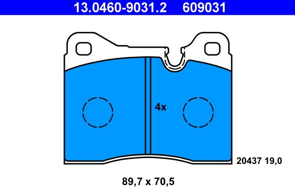 ATE 13.0460-9031.2 - Kit pastiglie freno, Freno a disco www.autoricambi360.it
