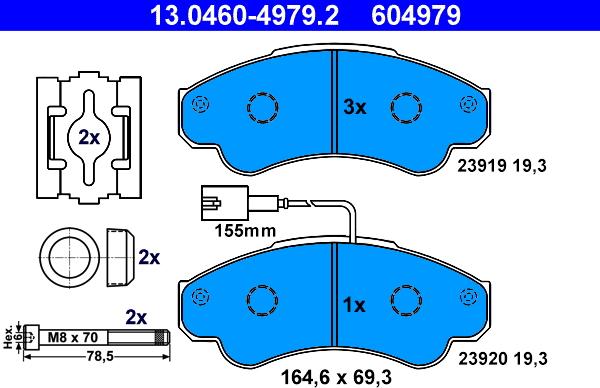 ATE 13.0460-4979.2 - Kit pastiglie freno, Freno a disco www.autoricambi360.it