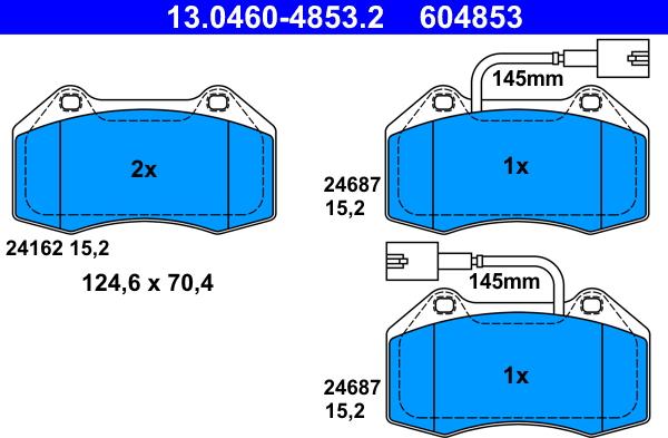 ATE 13.0460-4853.2 - Kit pastiglie freno, Freno a disco www.autoricambi360.it