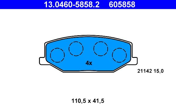 ATE 13.0460-5858.2 - Kit pastiglie freno, Freno a disco www.autoricambi360.it