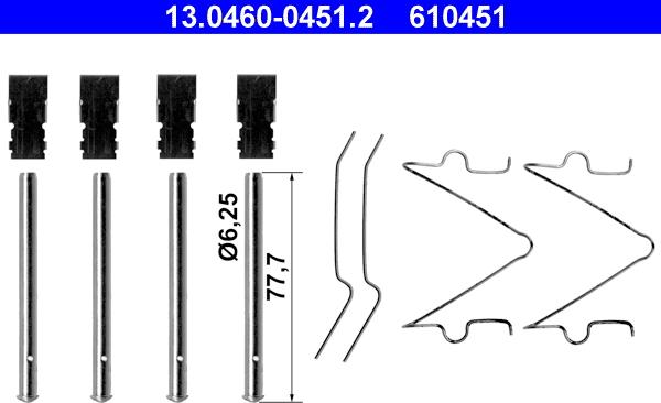ATE 13.0460-0451.2 - Kit accessori, Pastiglia freno www.autoricambi360.it