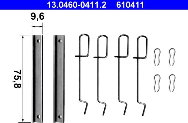 ATE 13.0460-0411.2 - Kit accessori, Pastiglia freno www.autoricambi360.it