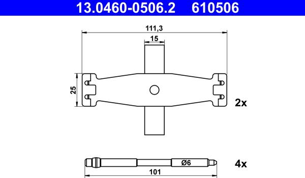ATE 13.0460-0506.2 - Kit accessori, Pastiglia freno www.autoricambi360.it
