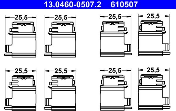 ATE 13.0460-0507.2 - Kit accessori, Pastiglia freno www.autoricambi360.it