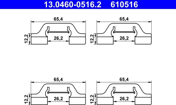 ATE 13.0460-0516.2 - Kit accessori, Pastiglia freno www.autoricambi360.it